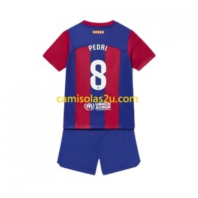 Camisolas de futebol FC Barcelona Pedri 8 Criança Equipamento Principal 2023/24 Manga Curta
